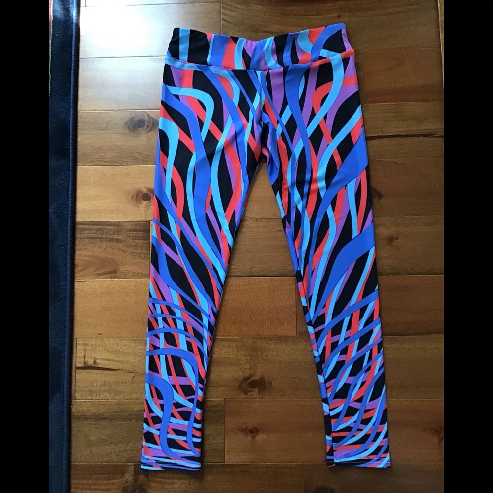 Blue swirl leggings L